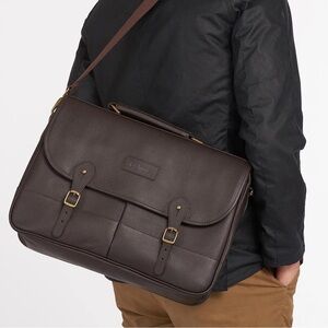 NWT- Barbour brown leather briefcase